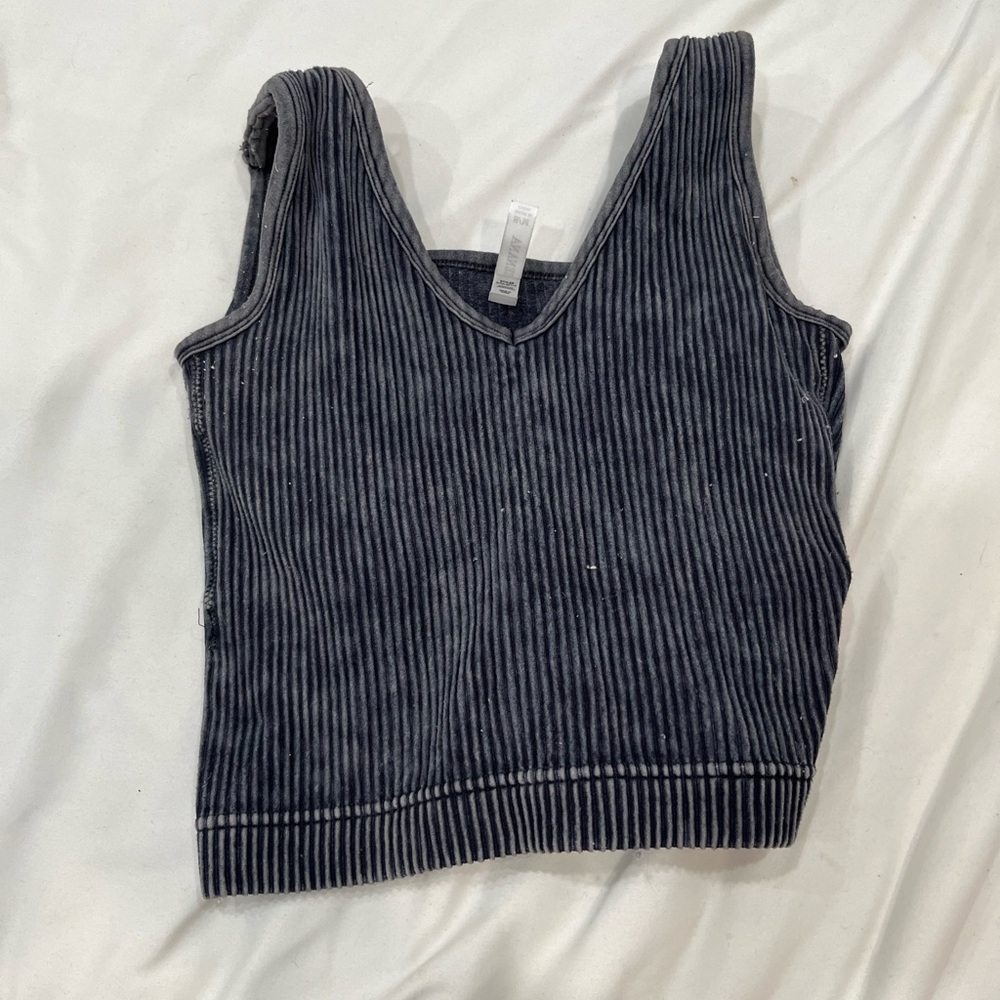 Zenana Outfitters Charcoal Pinstripe Tank Top